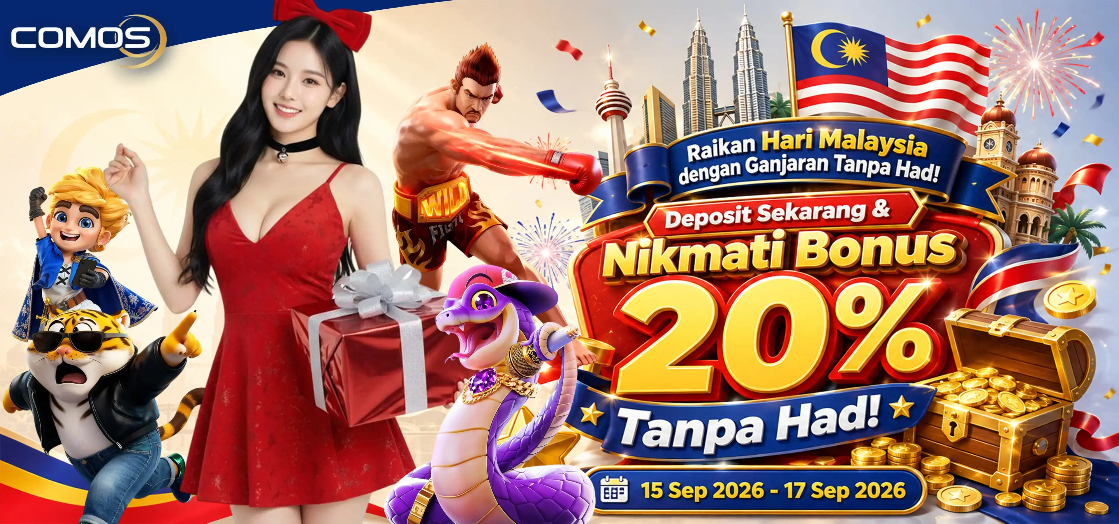 Raikan Hari Malaysia dengan Ganjaran Tanpa Had! Deposit Sekarang & Nikmati Bonus 20% Tanpa Had! ( Promosi Ini Hanya Pada 15th Sept 2026 - 17th Sept 2026 )